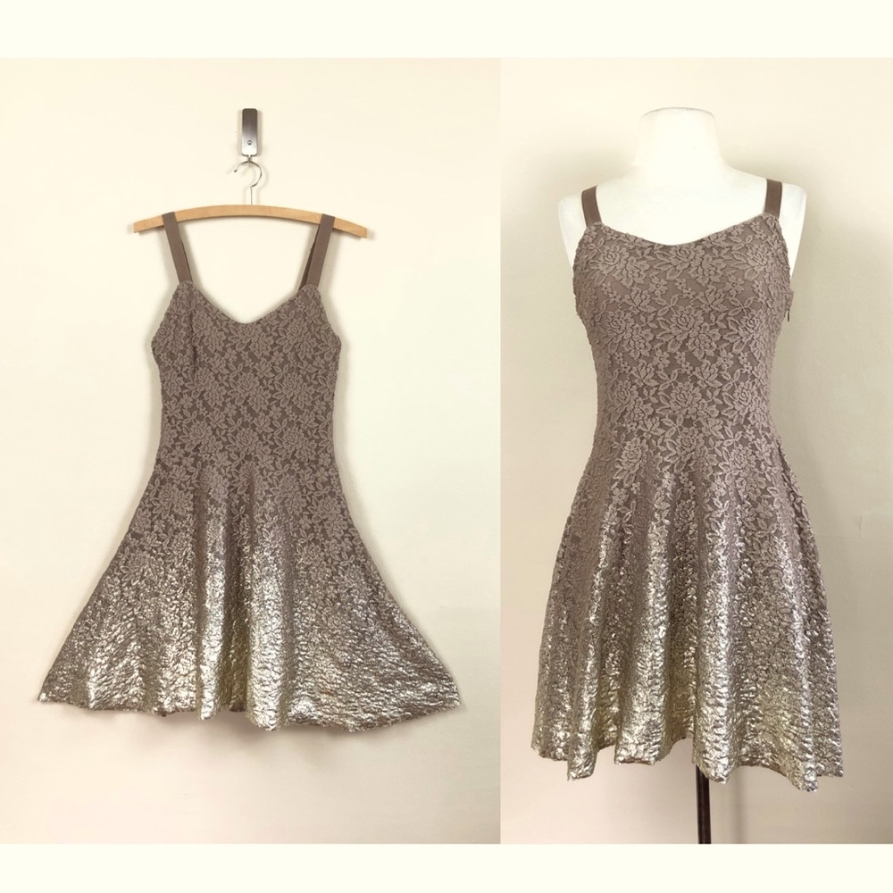 FP dip dyed lace dress metallic party boho hippie